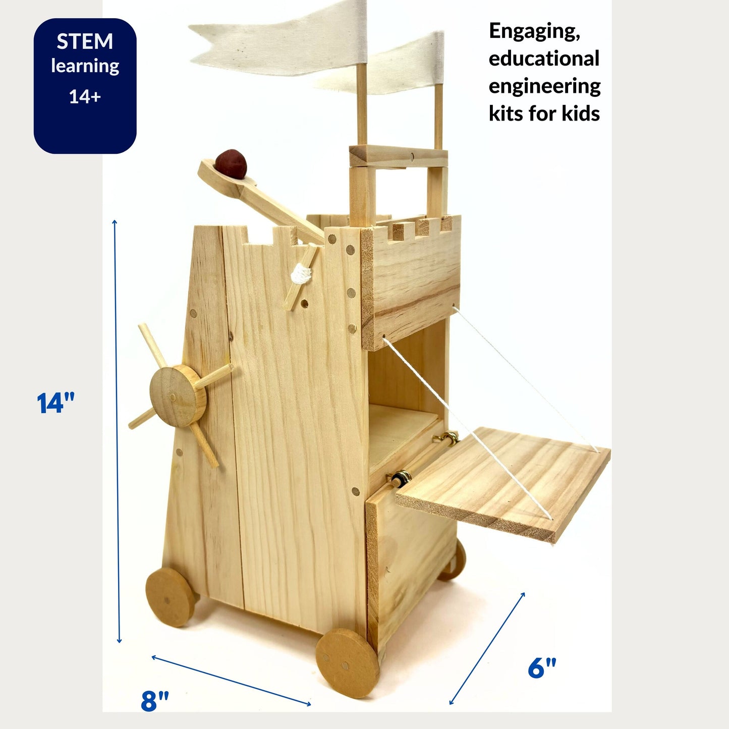 PATHFINDERS STEM Kit – Medieval Siege Tower with Catapult | Wooden Building Kit for Kids Ages 12-14 | Engineering & Physics Toy | Hands-On STEM Project
