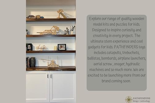 Pathfinders Stem Kits- Leonardo Da Vinci Trebuchet kit- Stem Toy Catapult kit dyi Wooden Building Toy Engineering kit- 3D Puzzle DIY- Physics Toy Science Kits for Kids Age 12-14