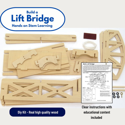 Pathfinders STEM Kit – Bridge Building Kit | Wooden Mechanical Engineering Toy for Kids Ages 7-9 | Lift Bridge 3D Puzzle | Educational Science & STEM Project