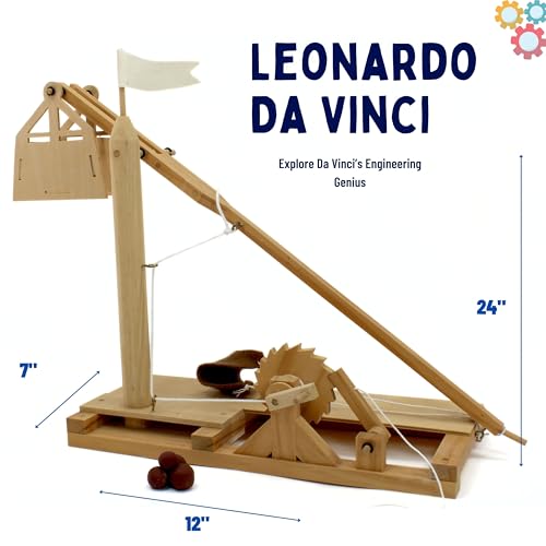 Pathfinders Stem Kits- Leonardo Da Vinci Trebuchet kit- Stem Toy Catapult kit dyi Wooden Building Toy Engineering kit- 3D Puzzle DIY- Physics Toy Science Kits for Kids Age 12-14