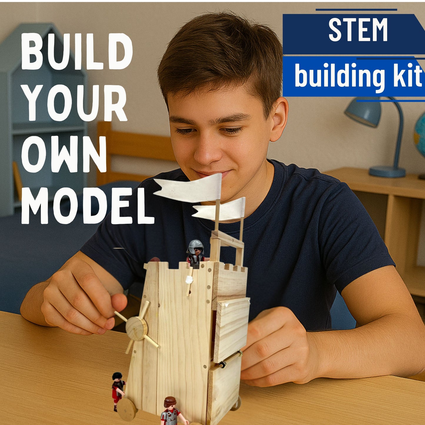 PATHFINDERS STEM Kit – Medieval Siege Tower with Catapult | Wooden Building Kit for Kids Ages 12-14 | Engineering & Physics Toy | Hands-On STEM Project