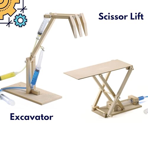 PATHFINDERS STEM Kit- Hydraulics 4-in-1– Build 4 Hydraulic Machines | Engineering Model Kit for Kids 8+ | Educational Science Toy | Learn Physics & Mechanics | Wooden DIY Project