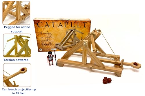 Pathfinders Stem Kits Roman Catapult – Ancient Siege Engine Series | STEM Educational Wooden Kit for Kids & Adults | Build & Launch Model