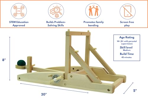 PATHFINDERS STEM Kit – Medieval Catapult kit| Trebuchet Science Kits for Kids Age 8-10 10-14 | stem Kits for Kids Age 12-14 Physics Toys | Kids Engineering kit | Learning Resource
