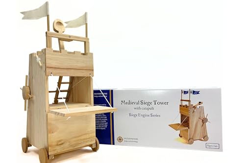 PATHFINDERS STEM Kit – Medieval Siege Tower with Catapult | Wooden Building Kit for Kids Ages 12-14 | Engineering & Physics Toy | Hands-On STEM Project