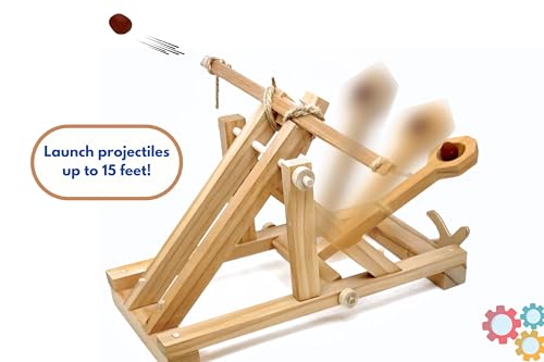 Pathfinders Stem Kits Roman Catapult – Ancient Siege Engine Series | STEM Educational Wooden Kit for Kids & Adults | Build & Launch Model
