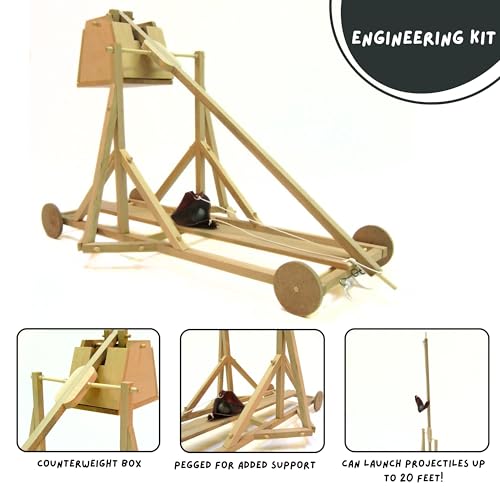 PATHFINDERS STEM Kit – Trebuchet Model | Wooden Craft Kit for Boys & Adults | Medieval Weapons & Engineering Toy | 3D Puzzle & Science Project | Educational Learning Gift