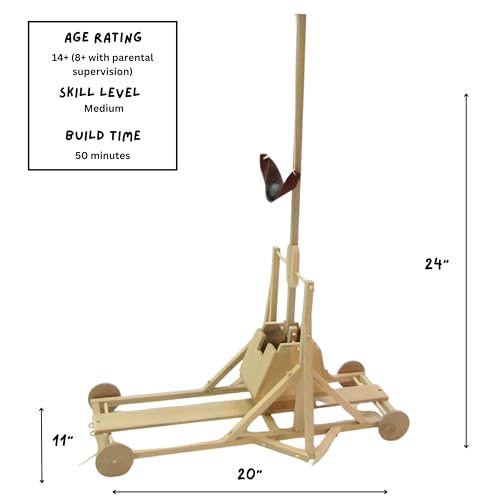 PATHFINDERS STEM Kit – Trebuchet Model | Wooden Craft Kit for Boys & Adults | Medieval Weapons & Engineering Toy | 3D Puzzle & Science Project | Educational Learning Gift