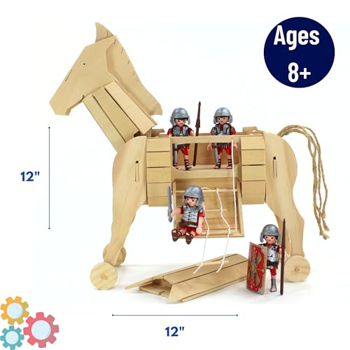 Pathfinders STEM Kit – Trojan Horse Model | DIY Wooden Craft Kit for Kids 10-14 | Girls Arts & Crafts STEM Gift | Ancient Greek History Project | Hands-On Educational Toy Engineering and Science